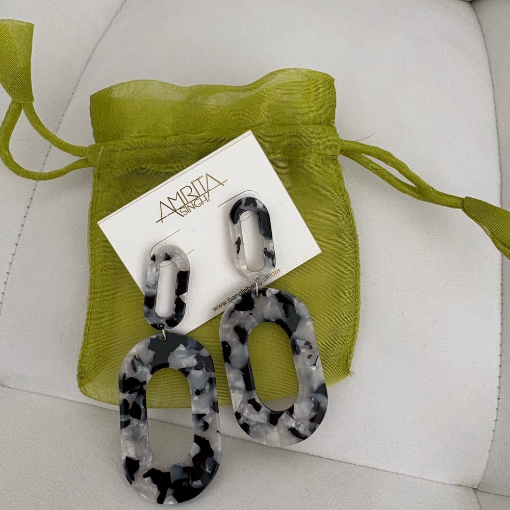 Amrita Singh Black and White Dangle Earrings